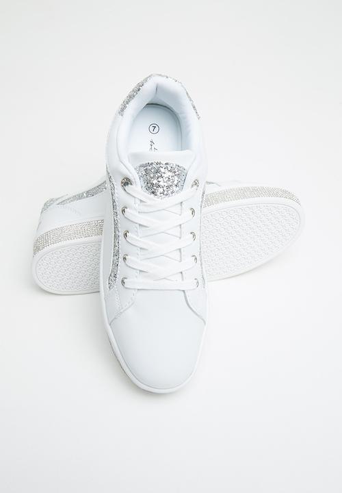 SISSY BOY - Glitter bolt duchess  sneaker - white & silver