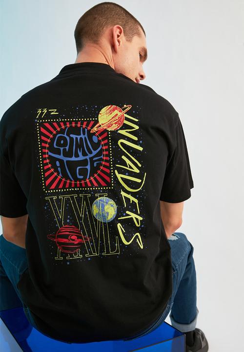 Trendyol - Back print short sleeve tee - black