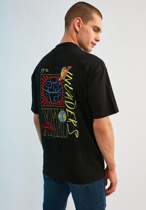 Trendyol - Back print short sleeve tee - black