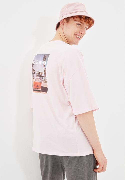 Trendyol - Hello summer printed short sleeve tee - powder pink