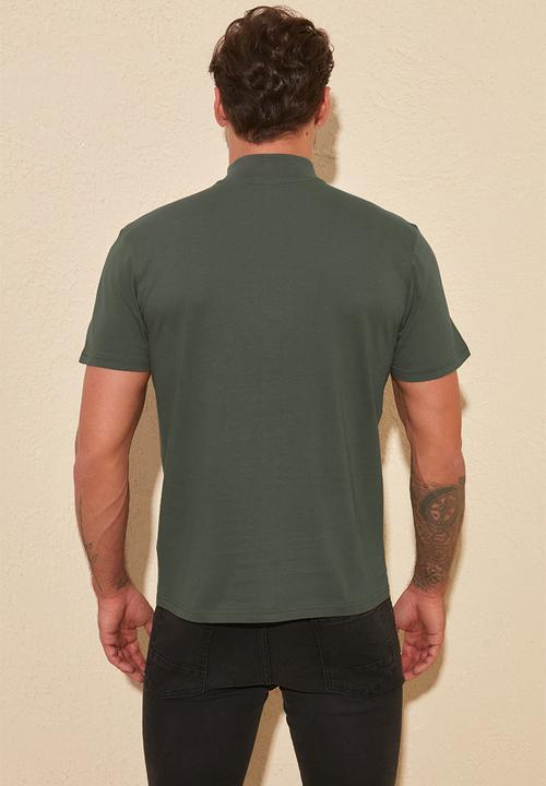 Trendyol - High neck quarter zip tee - khaki