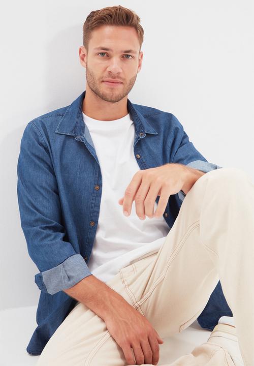 Trendyol - Button down long sleeve denim shirt - navy