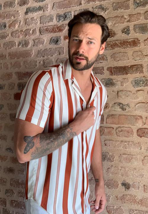 Trendyol - Vertical stripe short sleeve shirt - white
