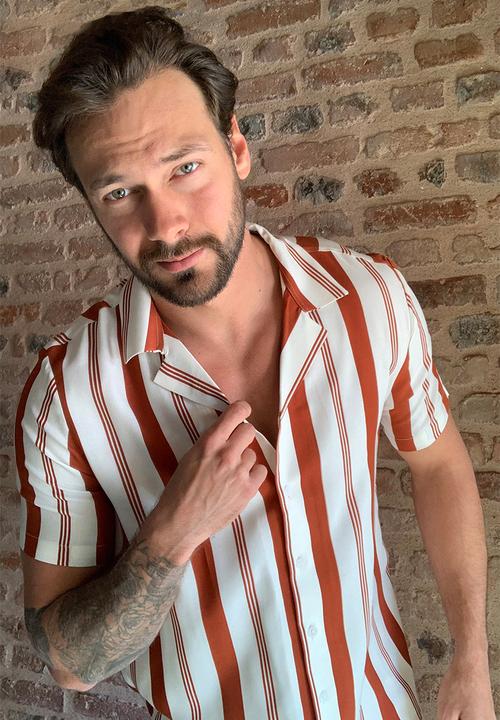 Trendyol - Vertical stripe short sleeve shirt - white