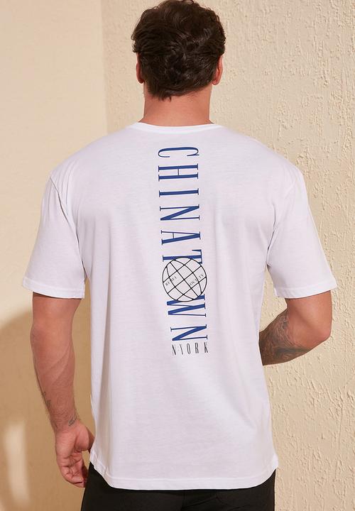Trendyol - Back vertical print short sleeve tee - white