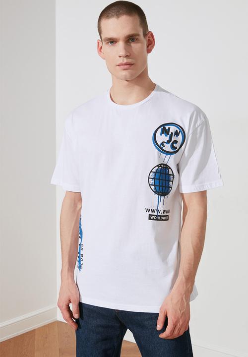 Trendyol - Side chest print short sleeve tee - white