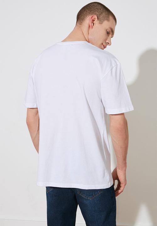 Trendyol - Side chest print short sleeve tee - white
