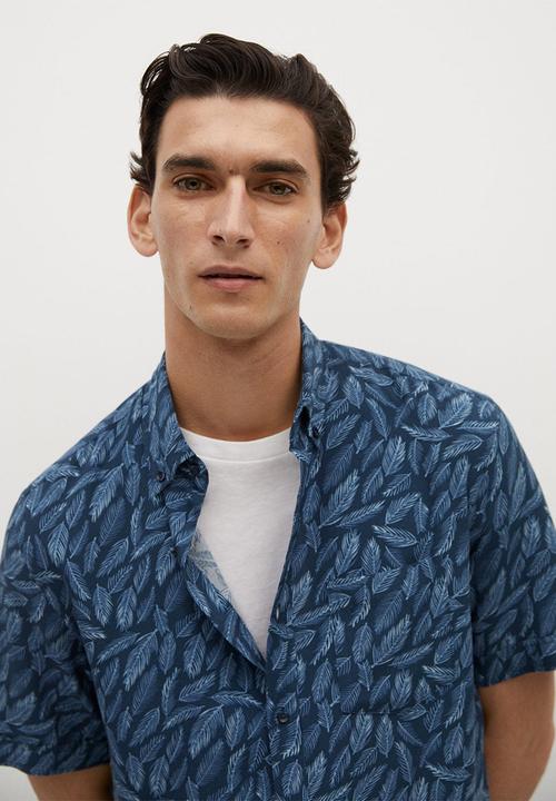 MANGO - Shirt leaf - navy