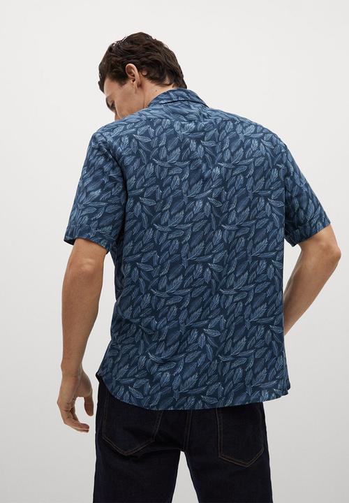 MANGO - Shirt leaf - navy