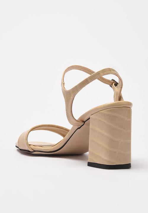 Trendyol - Croc barely there block heel - beige