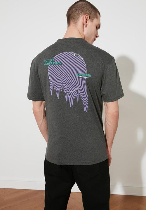Trendyol - Back printed short sleeve tee - anthracite