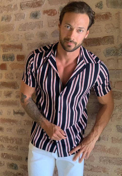 Trendyol - Multi vertical stripe short sleeve shirt - multi