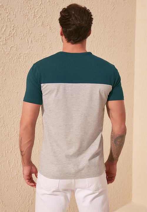 Trendyol - Stripe short sleeve tee - emrald green
