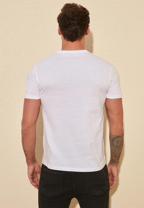 Trendyol - Chest stripe short sleeve tee - white