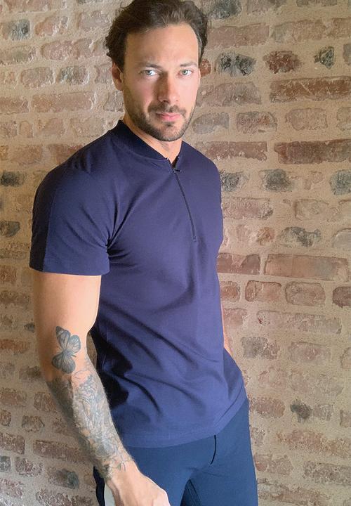 Trendyol - Quarter zip short sleeve tee - navy