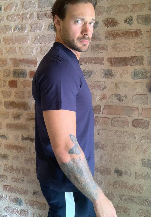 Trendyol - Quarter zip short sleeve tee - navy