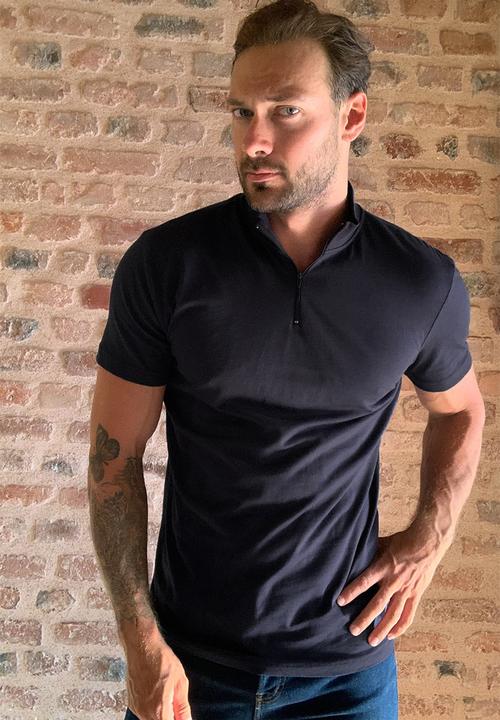 Trendyol - High neck quarter zip tee - navy