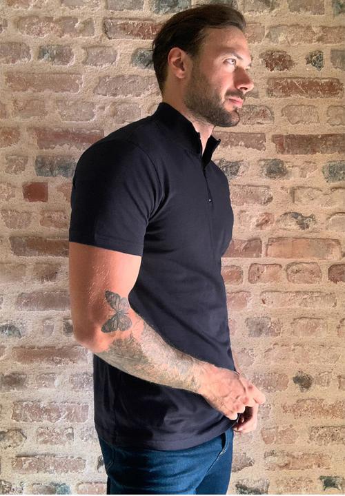 Trendyol - High neck quarter zip tee - navy