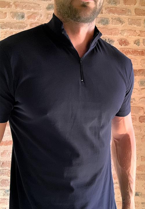 Trendyol - High neck quarter zip tee - navy