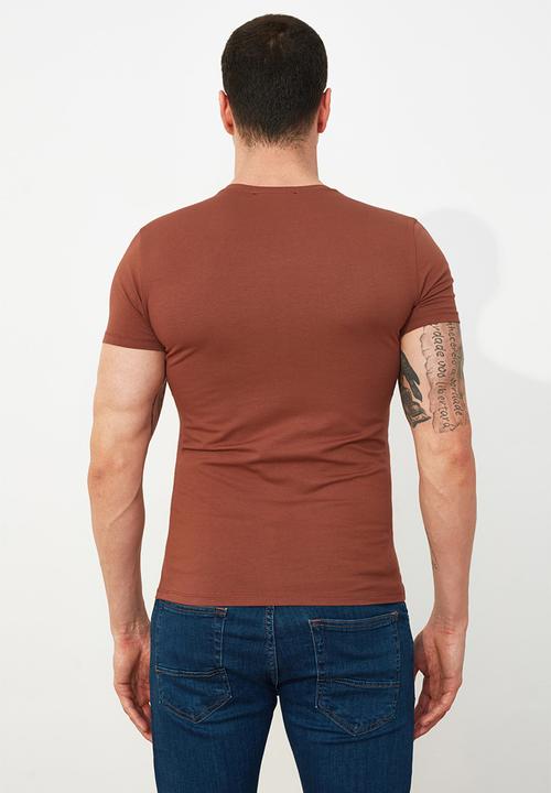 Trendyol - Slim fit short sleeve tee - brown