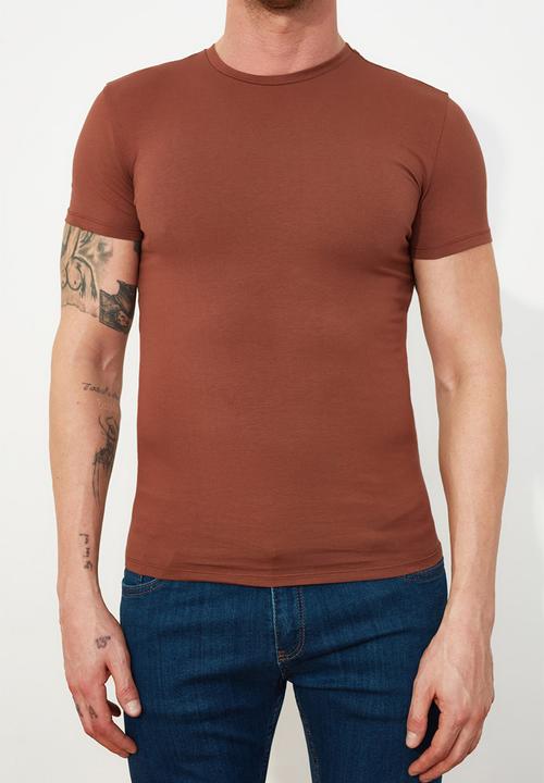 Trendyol - Slim fit short sleeve tee - brown