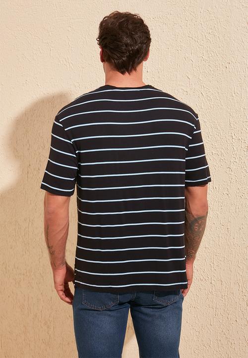 Trendyol - Steve wide stripe short sleeve tee - navy & white 