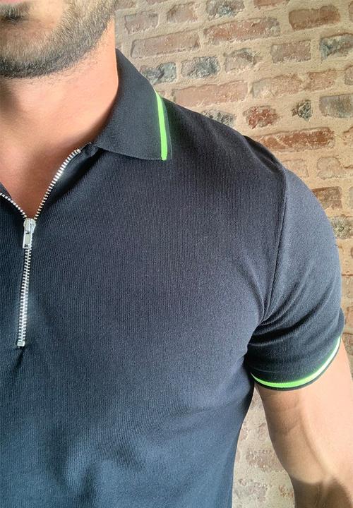 Trendyol - Quarter zip short sleeve golfer - black