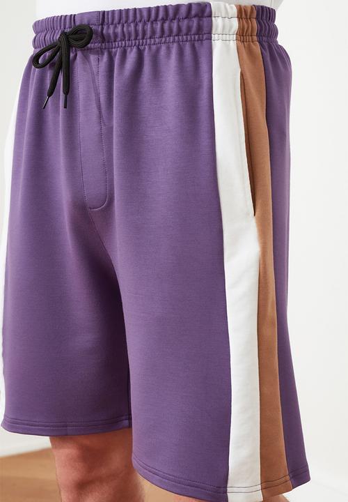 Trendyol - Colour block side stripe shorts - purple