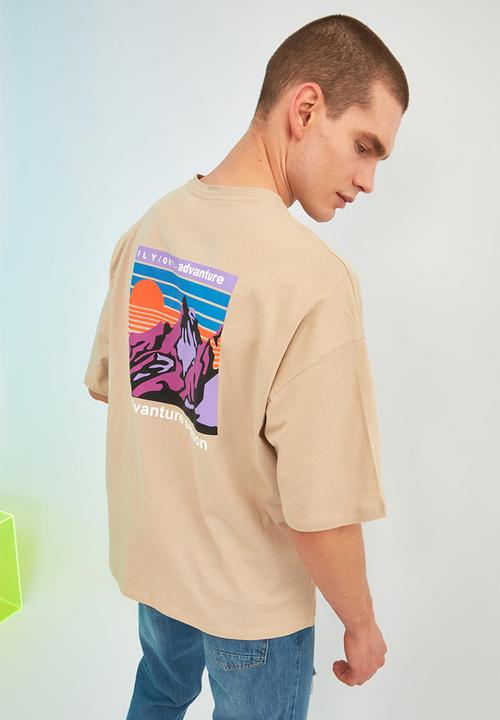 Trendyol - Mountains back print short sleeve tee - stone