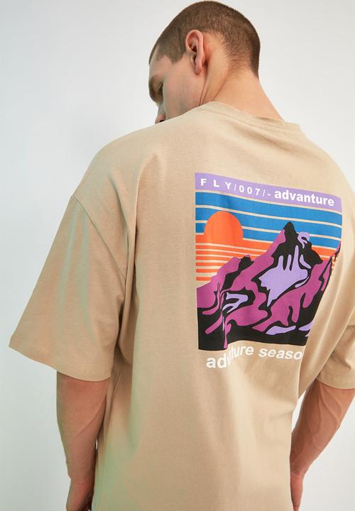 Trendyol - Mountains back print short sleeve tee - stone