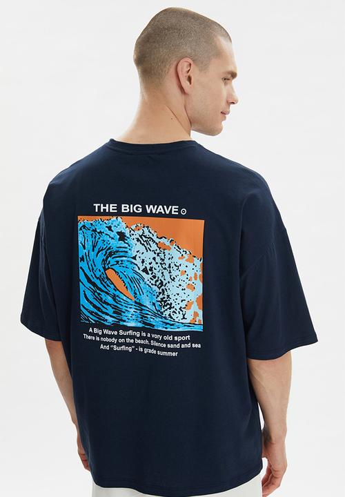 Trendyol - The big wave back print short sleeve tee - navy
