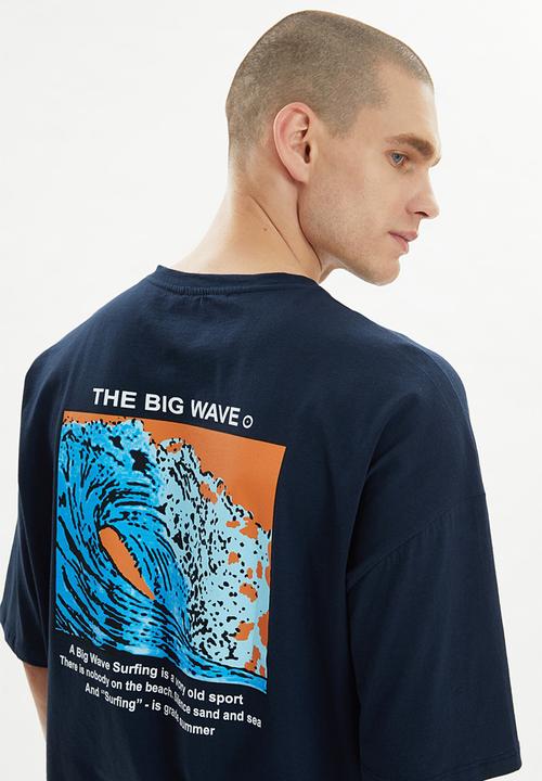 Trendyol - The big wave back print short sleeve tee - navy