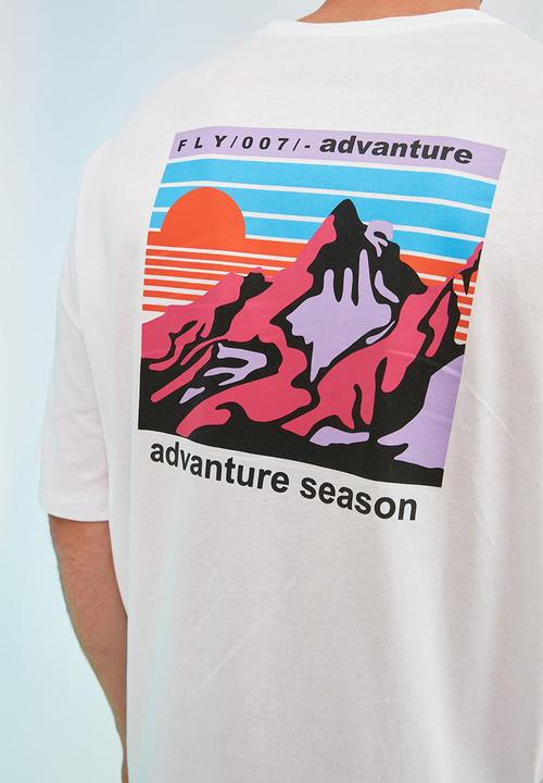 Trendyol - Mountains back print short sleeve tee - white