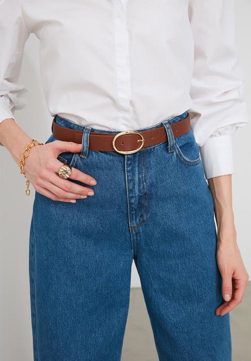 Trendyol - 2 pack oval belts - brown/black