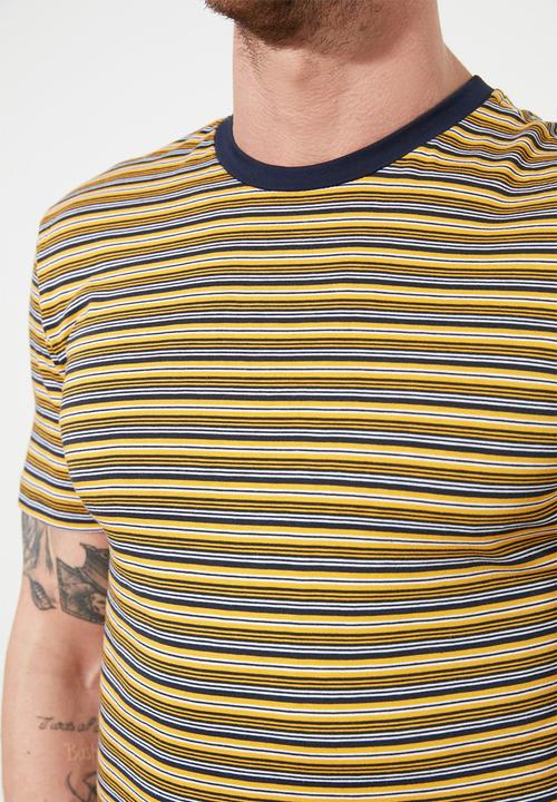 Trendyol - Stripe short sleeve tee - mustard & black