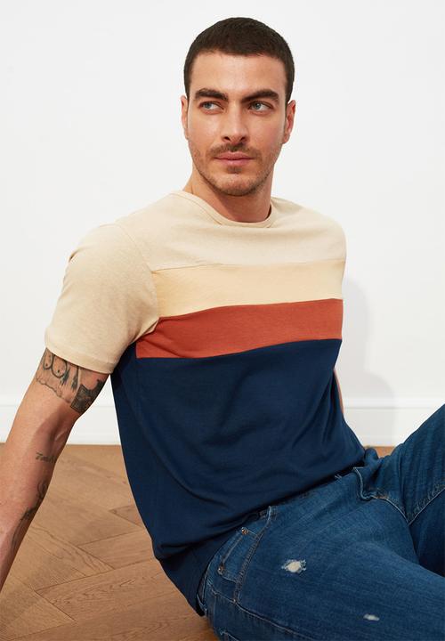 Trendyol - Stripe short sleeve tee - beige