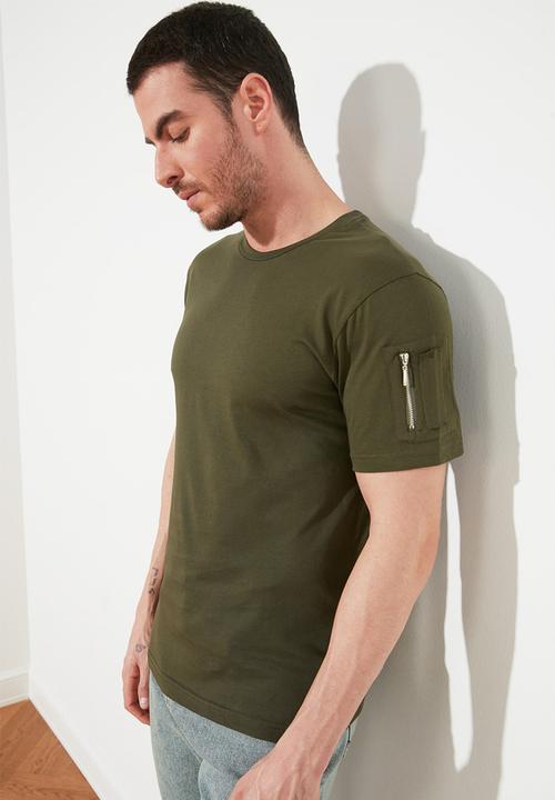 Trendyol - Sleeve pocket tee - khaki