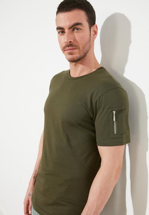 Trendyol - Sleeve pocket tee - khaki