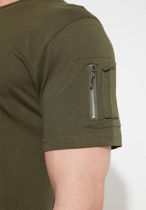 Trendyol - Sleeve pocket tee - khaki