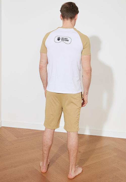 Trendyol - Raglan short sleeve top & shorts sleep set - beige
