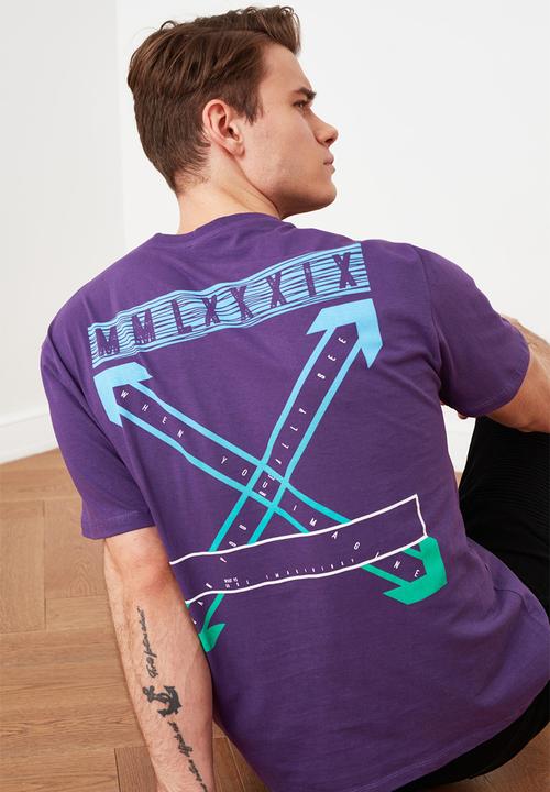 Trendyol - Arrows back print short sleeve tee - purple