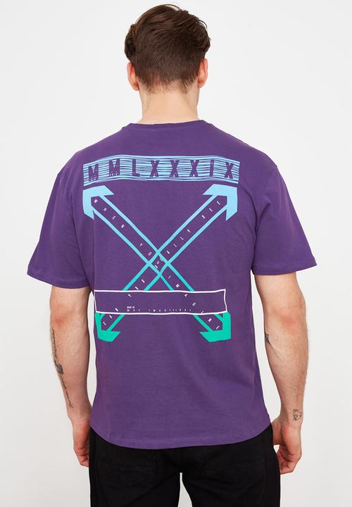 Trendyol - Arrows back print short sleeve tee - purple