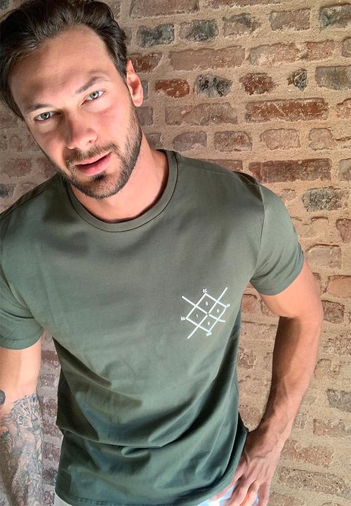Trendyol - Chest print short sleeve tee - khaki