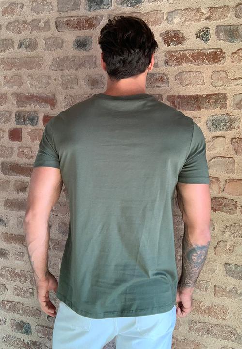 Trendyol - Chest print short sleeve tee - khaki