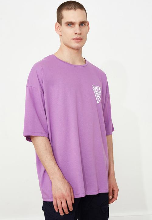 Trendyol - Triangle chest print short sleeve tee - purple