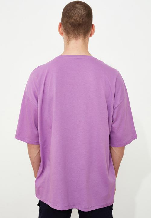 Trendyol - Triangle chest print short sleeve tee - purple