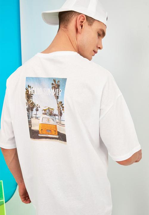 Trendyol - Hello summer printed short sleeve tee - white