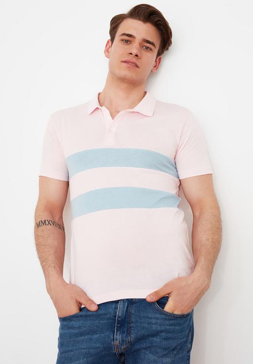 Trendyol - Contrast stripe short sleeve golfer - pink
