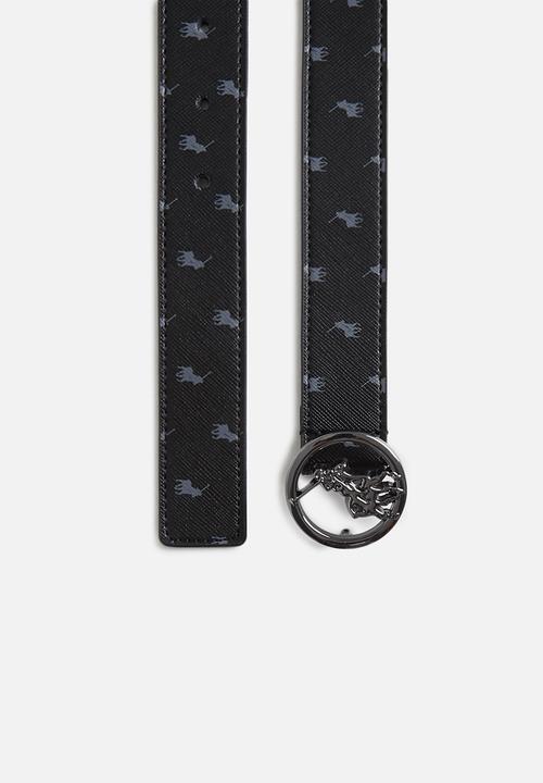 POLO - Sophie classic coated leather belt - black