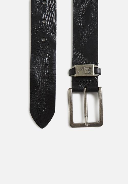 POLO - Jack leather belt - black